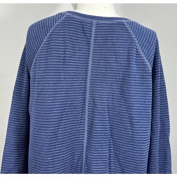 J. Jill Blue Contrast Stripe Round Neck Long Sleeve Cotton Sweater Dress sz l - Picture 6 of 11